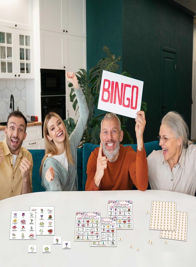 KFNER Flowers Bingo Game - Blush Pink Floral Bingo Card - 24 Players Bingo Game Set Indoor Outdoor Activities - Tea Party, Bridal Shower, Birthday Party Favors Supplies -A02 - Image 4